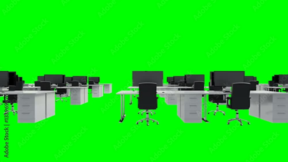 Poster Empty office with desks and computers