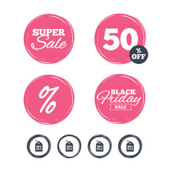 Sale price tag icons. Discount symbols.