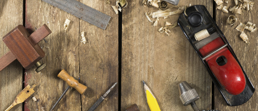 Various carpentry tools banner image