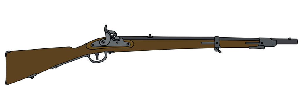 Hand drawing of a historical military rifle