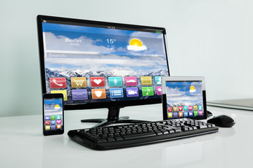 Close-up Of Electronic Gadget On Office Desk