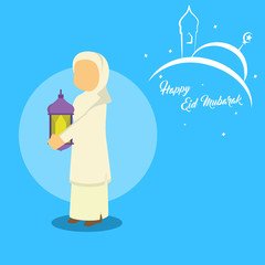 muslim woman holding lantern