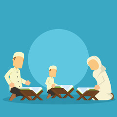 muslim family reading quran