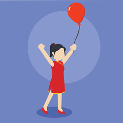 chinese girl playing balloon
