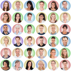 Group Of People On Colored Background