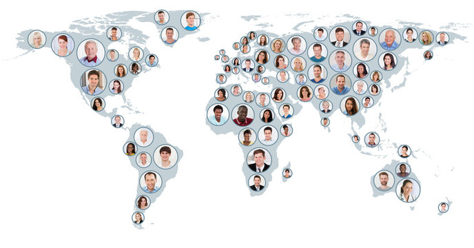 Collage Of People On World Map