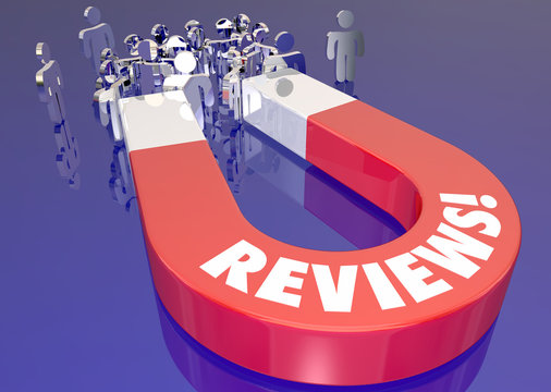 Reviews Good Feedback Ratings Magnet Lure New Customers 3d Illus