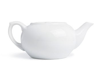 Milk pitcher ceramic white for serving tea or coffee. empty milk