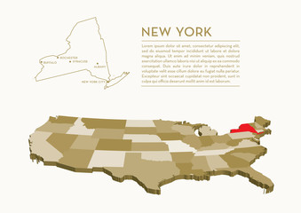 3D USA State map - NEW YORK
