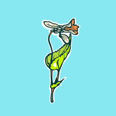 Viola odorata. Flower Forest violets blossoming in spring. Hand drawn. Vector illustration.