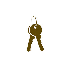 Flat paper cut style icon of an old key