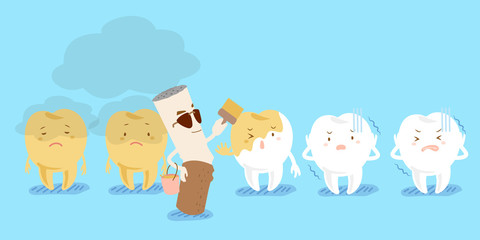  cartoon tooth with smoke problem