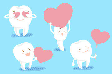  cartoon tooth take red heart