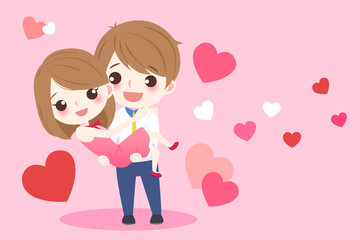  cartoon couple holding together