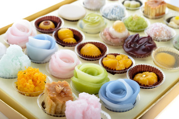 Thai desserts colorful variations.Thai sweets
