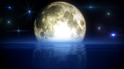Panele Szklane Podświetlane  ocean i księżyc