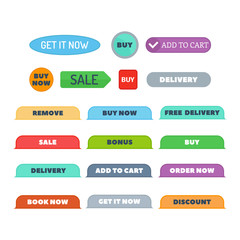 Shop buttons vector set.