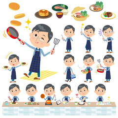 Blue clothing glass dad cooking