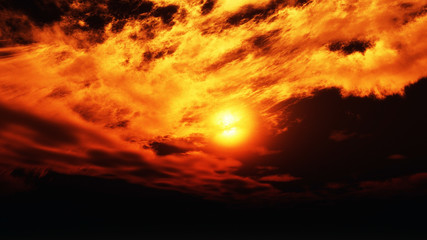 sunset clouds ray sun