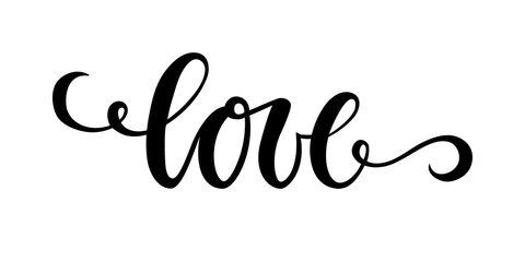 love Hand drawn creative calligraphy and brush pen lettering isolated on white background.
