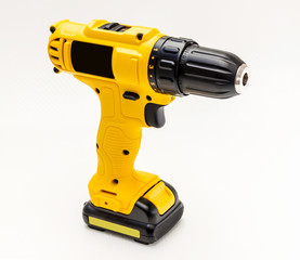 Electric drill cordless on white background