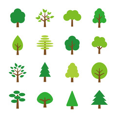 Obraz premium Zestaw ikon drzewa