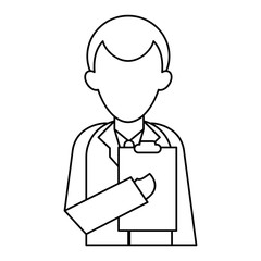 character doctor clipboard uniform medicine outline vector illustration eps 10