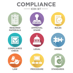 In compliance - icon set that shows a company passed inspection