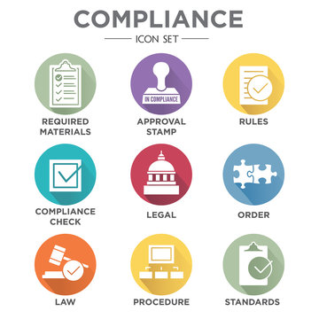 In compliance - icon set that shows a company passed inspection