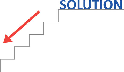 Vector stairs with blue solution and arrow down