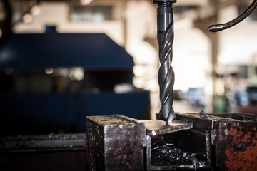 Drilling on the podium in the steel plant.
