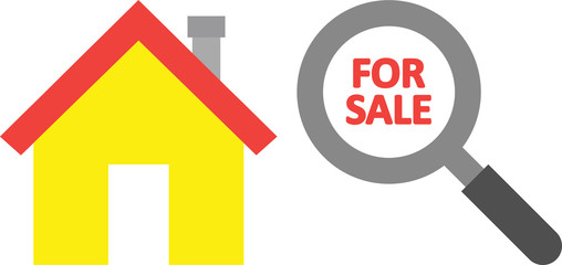 Obraz premium House with for sale inside magnifying glass