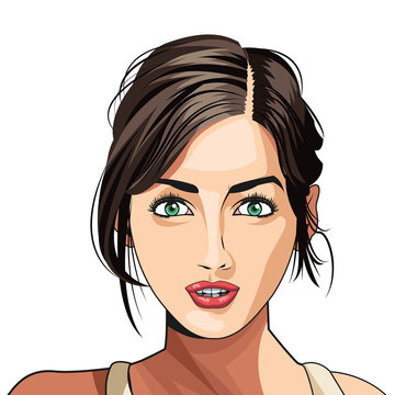 beauty girl face lipstick hair tied vector illustration eps 10