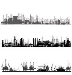 Vector illustration.Silhouette of an oil refinery