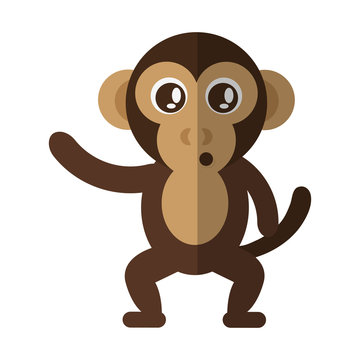 cute monkey animal cartoon icon over white background. colorful design. vector illustration