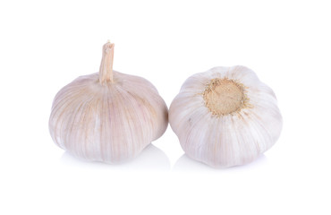 fresh whole garlic bulb on a white background