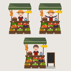 Local market farmer selling vegetables produce