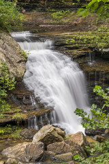Laurel Creek splashes over a beautiful waterfall in Fayette County, West Virginia's New River Gorge region.