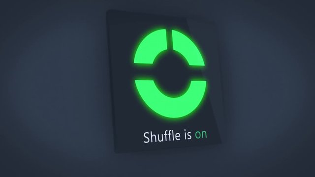 A generic app icon image in simulated environment of a shuffle play music player being activated