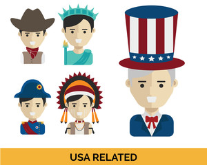 Modern Occupation People Avatar Set - United States of America Related Costume