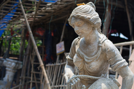 Hindu idol made from clay in Kumartuli, Kolkata