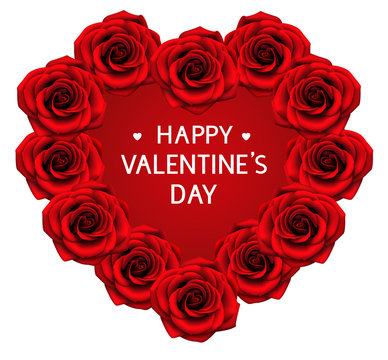 Happy Valentine's Day with roses and heart shape