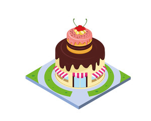 Modern Isometric Commercial Restaurant Building - Dessert Bar