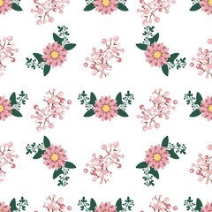 Floral wreath seamless pattern vector.