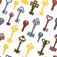 Vintage keys seamless pattern vector.