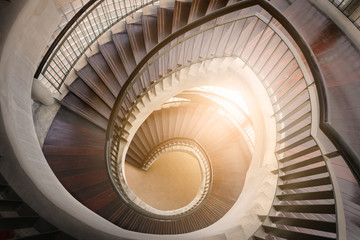 spiral wooden staircase. Circular Staircase. decoration interior