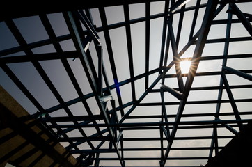 Structure of steel roof.