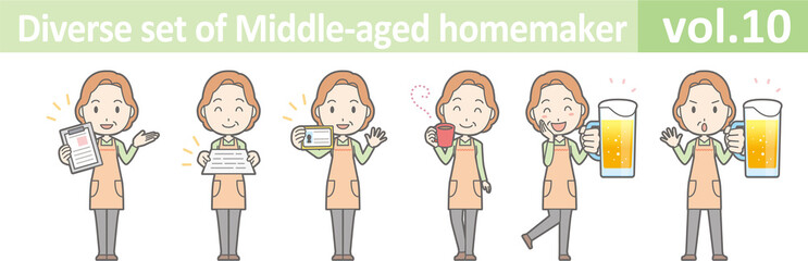 Diverse set of middle-aged homemaker, EPS10 vol.10