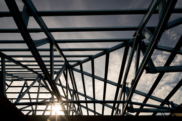 Structure of steel roof.