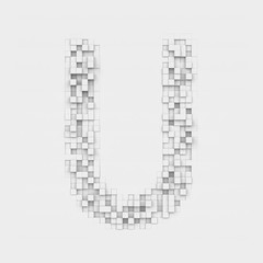Rendering large letter U made up of white square uneven tiles